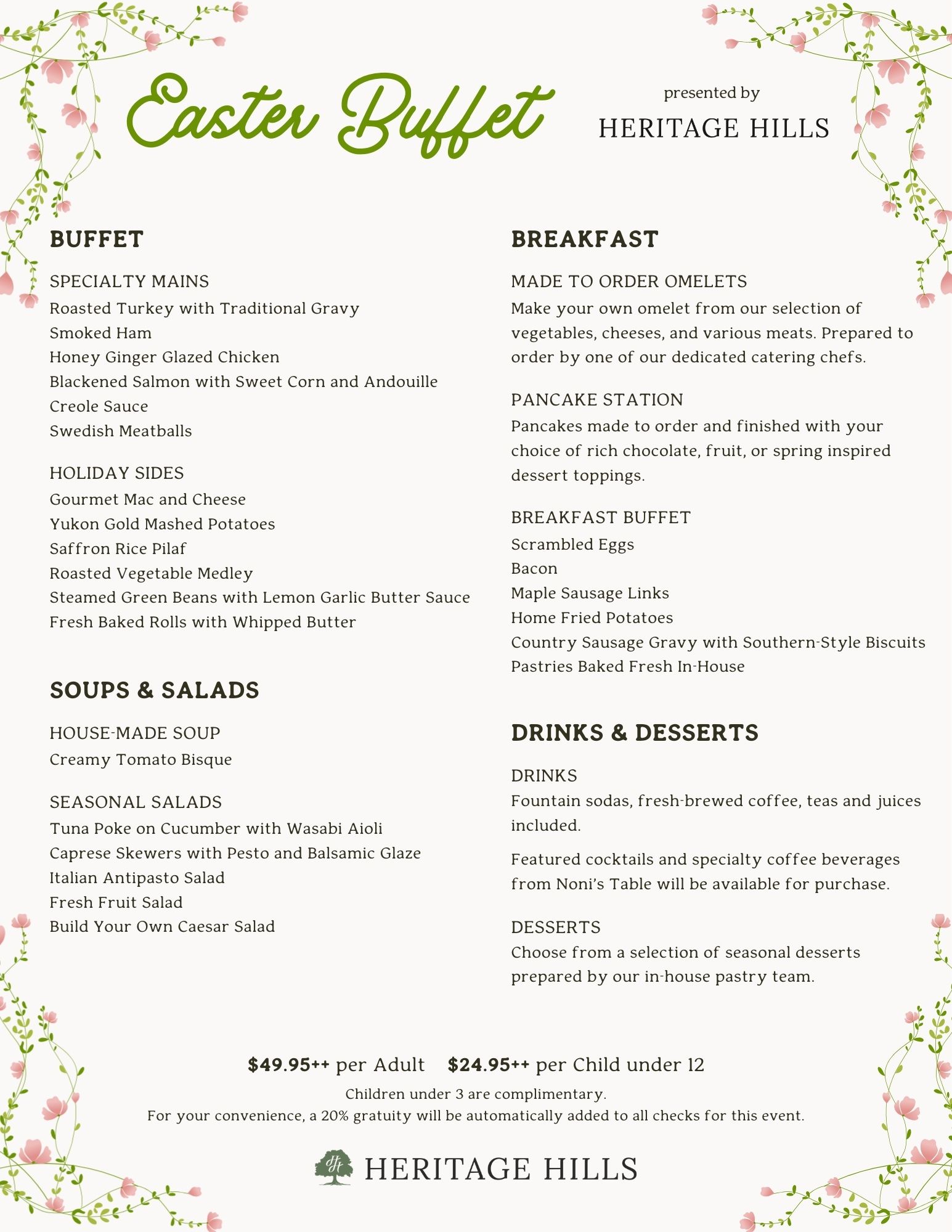 Easter buffet menu