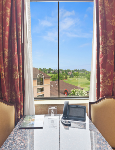 Scenic window view from the King Whirlpool Suite at a York PA hotel